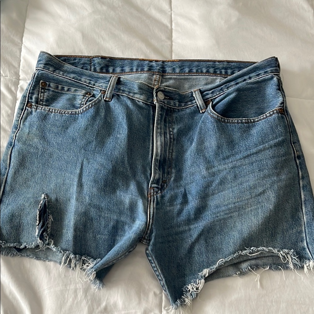 Levi's Blue Jean Shorts Distressed High-Waisted